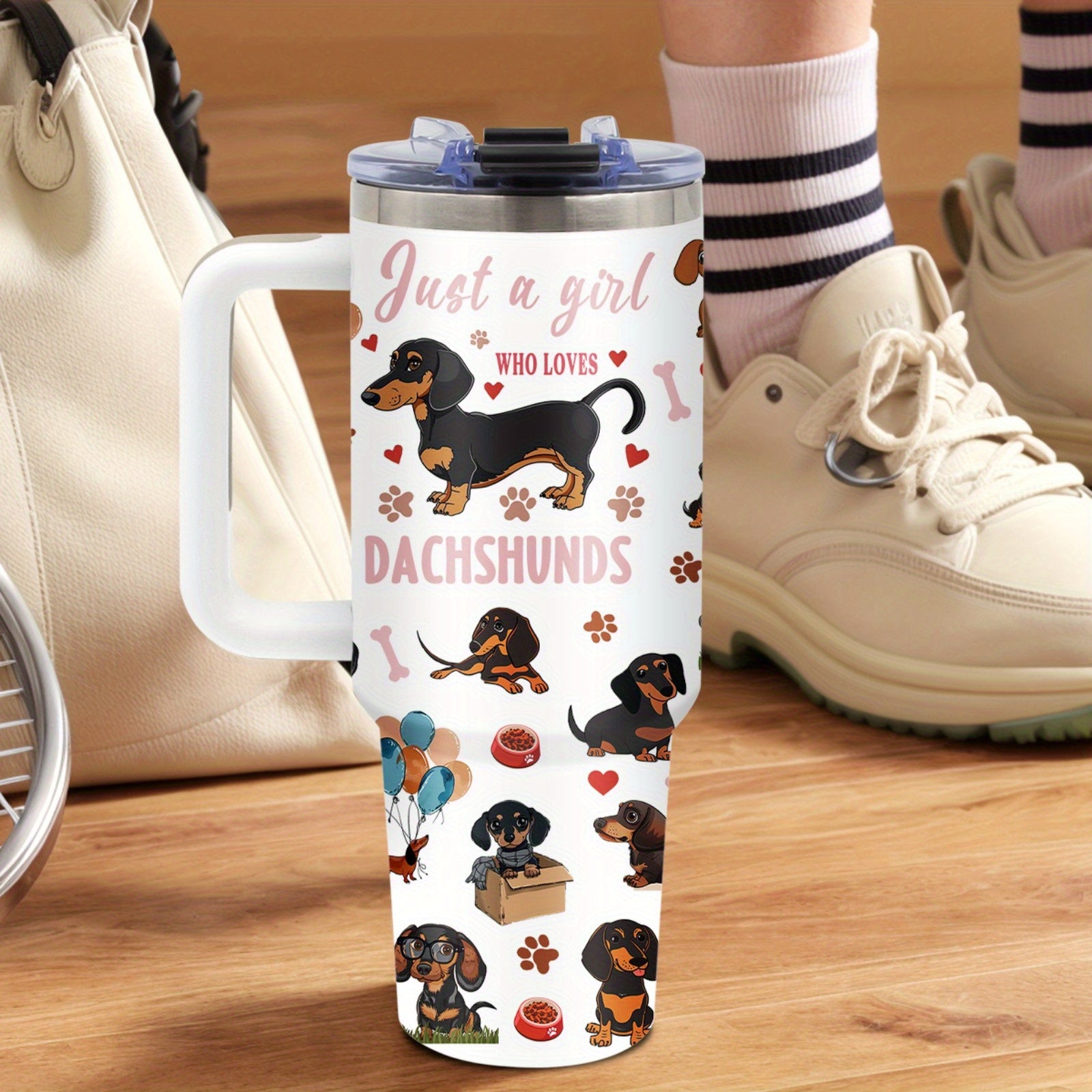 Dachshund Gifts for Women, Mother'S Day Glass Tumbler for Mom, Birthday Gifts for Dog Lovers, Best Gift Ideas for Daughters, Girls, 40 oz Glass Tumbler with Handle