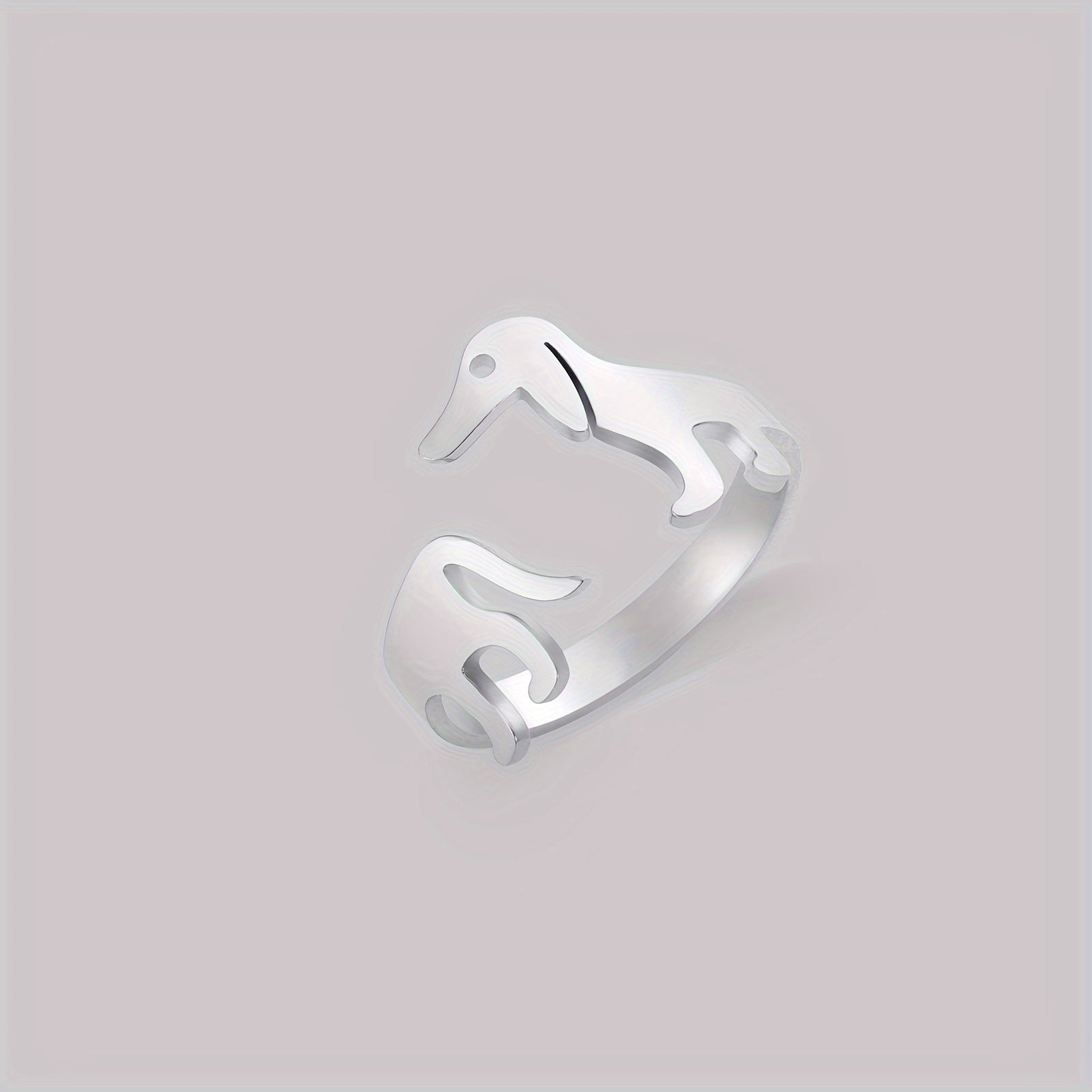 Dachshund Minimalist Open Ring – Adjustable 18K Gold Plated Stainless Steel Puppy Ring for Dog Lovers