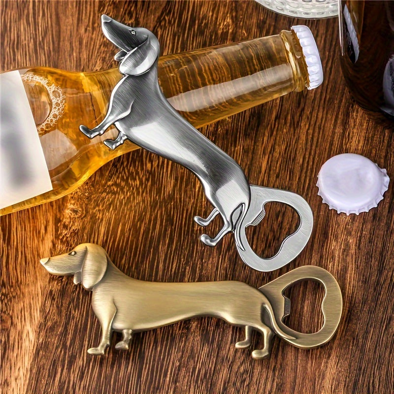 Un abridor de botellas con forma de perro salchicha con forma de golden retriever, una herramienta para abrir botellas de cerveza en restaurantes y cocinas domésticas.
