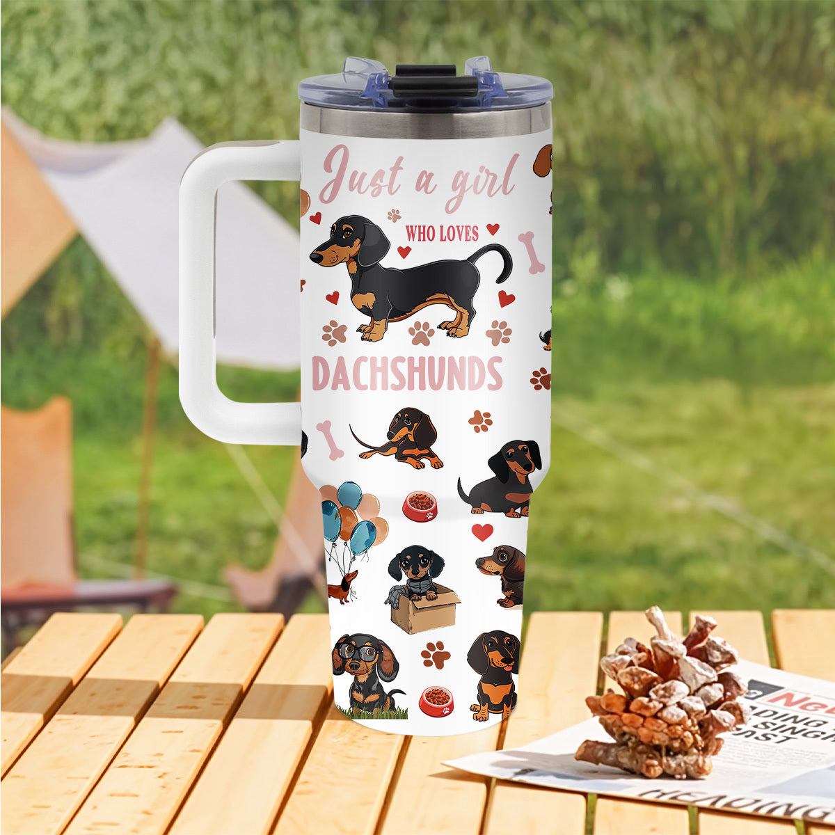 Dachshund Gifts for Women, Mother'S Day Glass Tumbler for Mom, Birthday Gifts for Dog Lovers, Best Gift Ideas for Daughters, Girls, 40 oz Glass Tumbler with Handle