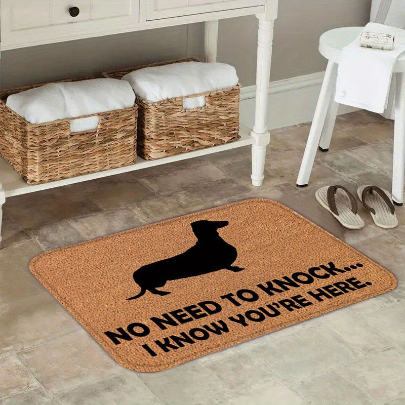 Dachshund Silhouette Flannel Doormat, Super Absorbent & Washable Anti-Slip, Indoor/Outdoor Use, Polyester, Machine Washable, Ideal for Bathroom Home Decor Camping, Playful Design, Durable Mat, 1pc
