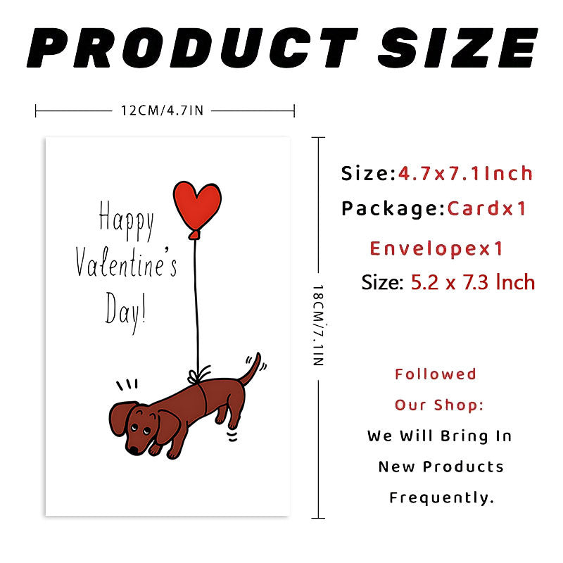 1pc, Romantic Dachshund Valentine'S Day Greeting Card (4.7x7.1 inches), Unique Love Message with Envelope, Perfect for Partner, Husband, Wife, Boyfriend, Girlfriend, Anniversary Celebration, High-Quality Paper Card