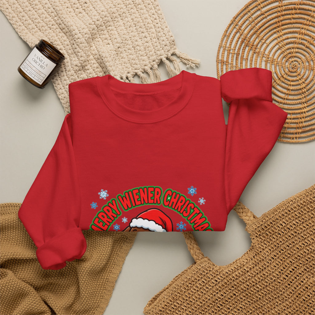 Merry Wiener Christmas Sweatshirt | Santa Dachshund Holiday Crewneck