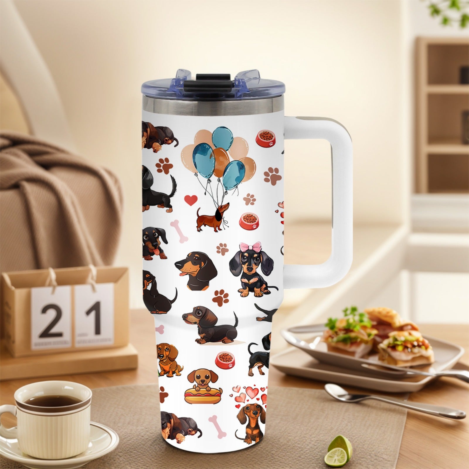 Dachshund Gifts for Women, Mother'S Day Glass Tumbler for Mom, Birthday Gifts for Dog Lovers, Best Gift Ideas for Daughters, Girls, 40 oz Glass Tumbler with Handle