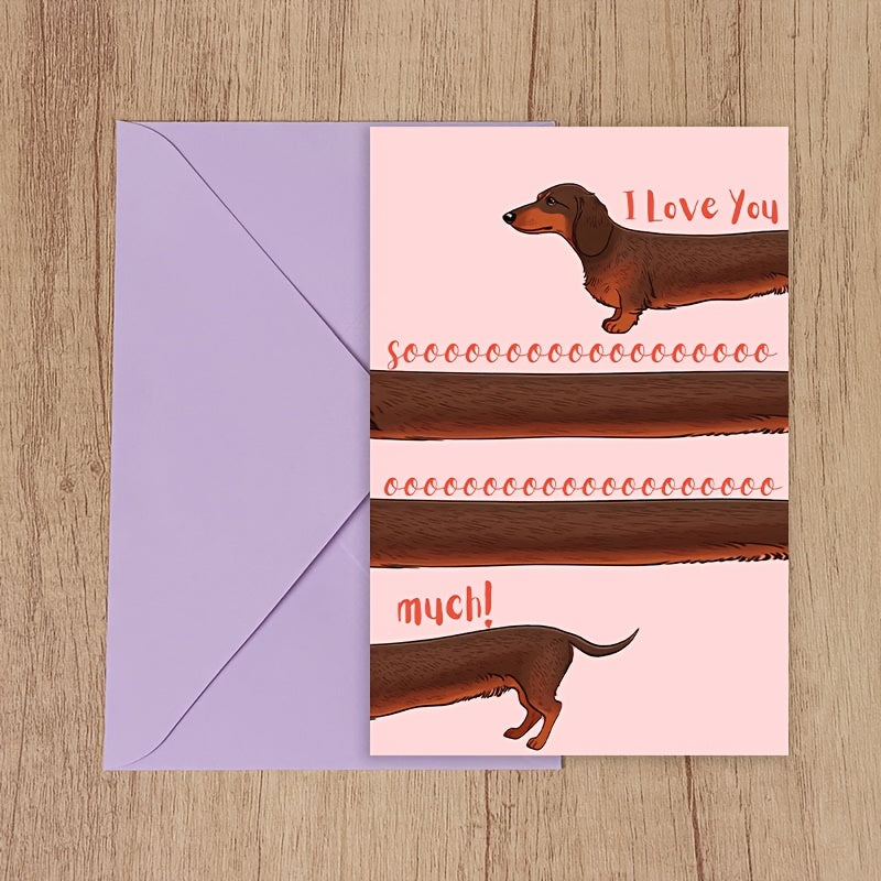 Dachshund-Themed Love Card with Envelope - Perfect for Valentine's Day & Anniversaries, Romantic Gesture for Spouse or Partner
