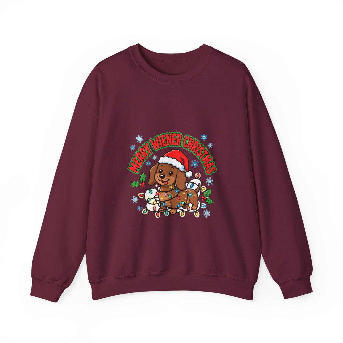Merry Wiener Christmas Sweatshirt | Santa Dachshund Holiday Crewneck