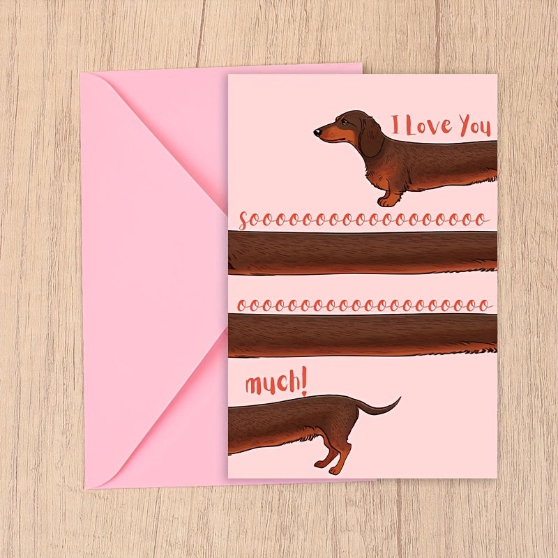Dachshund-Themed Love Card with Envelope - Perfect for Valentine's Day & Anniversaries, Romantic Gesture for Spouse or Partner