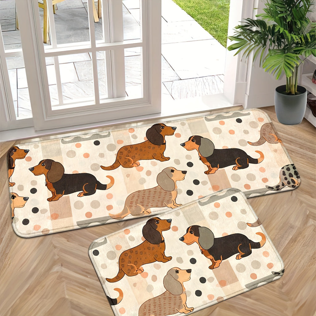 Adorable Dachshund Dog Door Mat - Non-Slip, Machine Washable Entrance Rug for Kitchen, Bathroom & Laundry Room