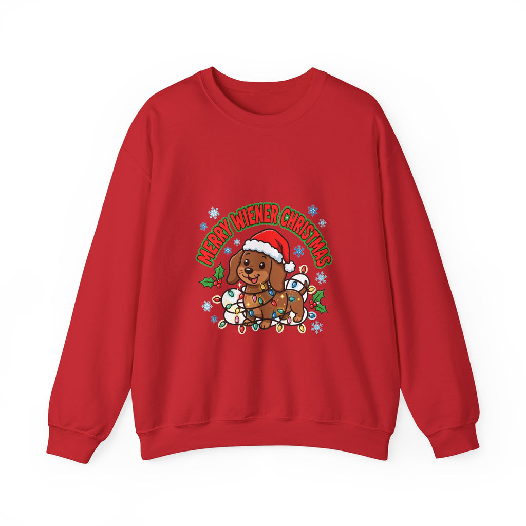 Merry Wiener Christmas Sweatshirt | Santa Dachshund Holiday Crewneck