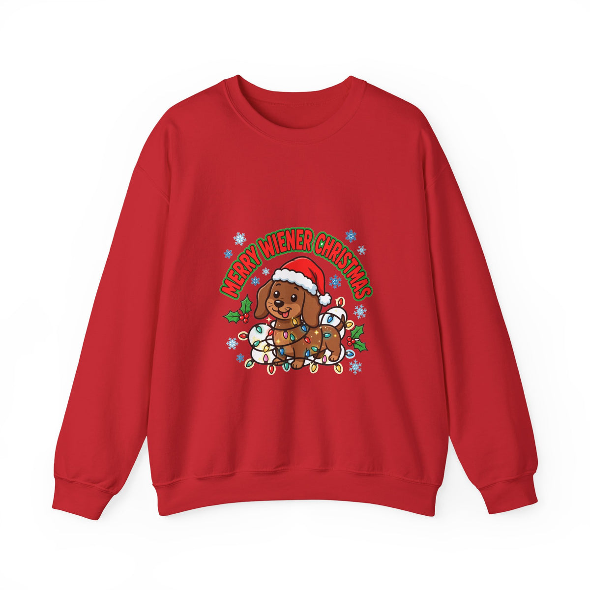 Merry Wiener Christmas Sweatshirt | Santa Dachshund Holiday Crewneck