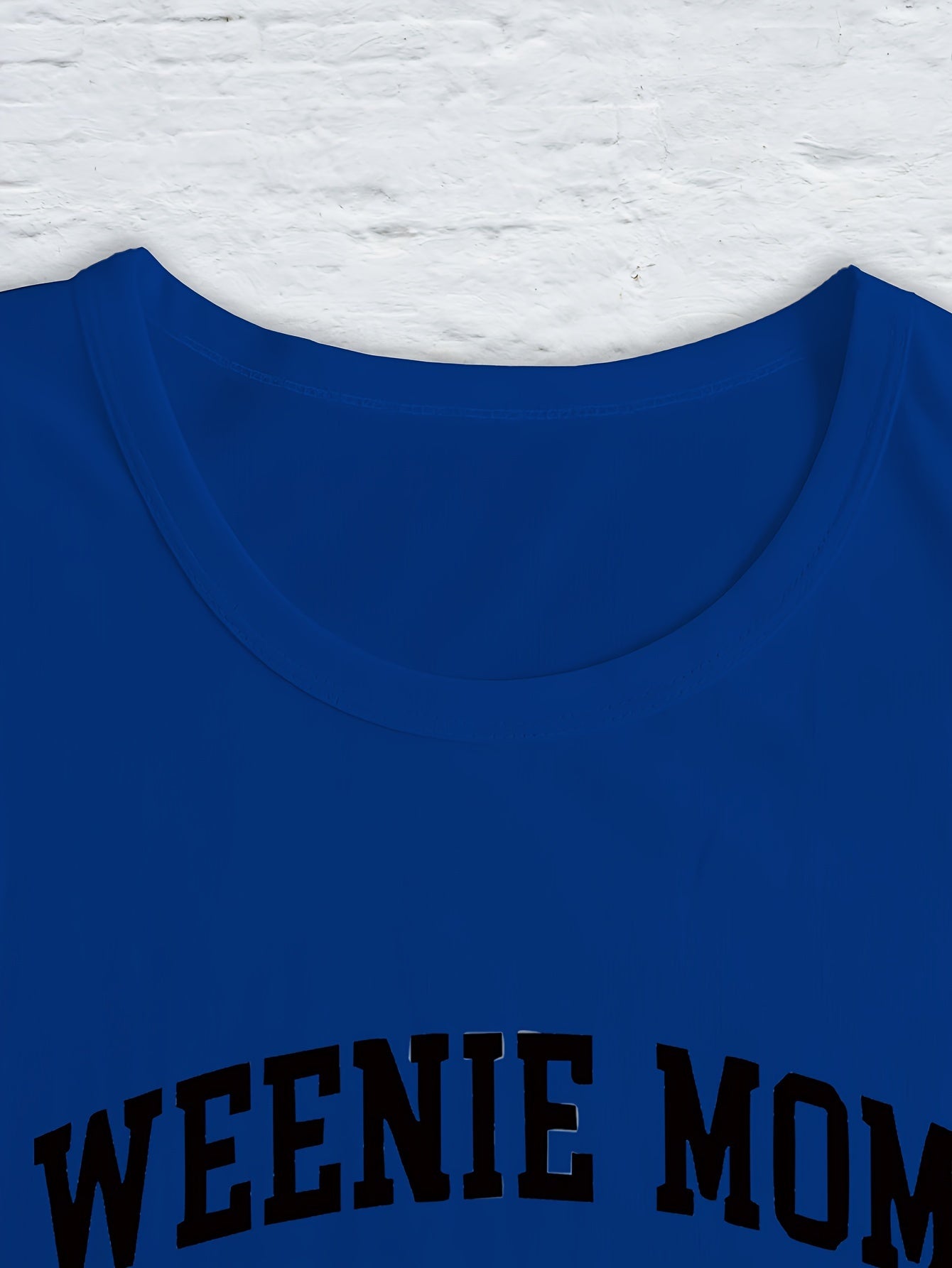 1pc Women'S Casual Long Sleeve T-Shirt with "Weenie Mom" Dachshund Print, Polyester Crew Neck Top for Spring & Fall, Regular Fit Letter Print Tee