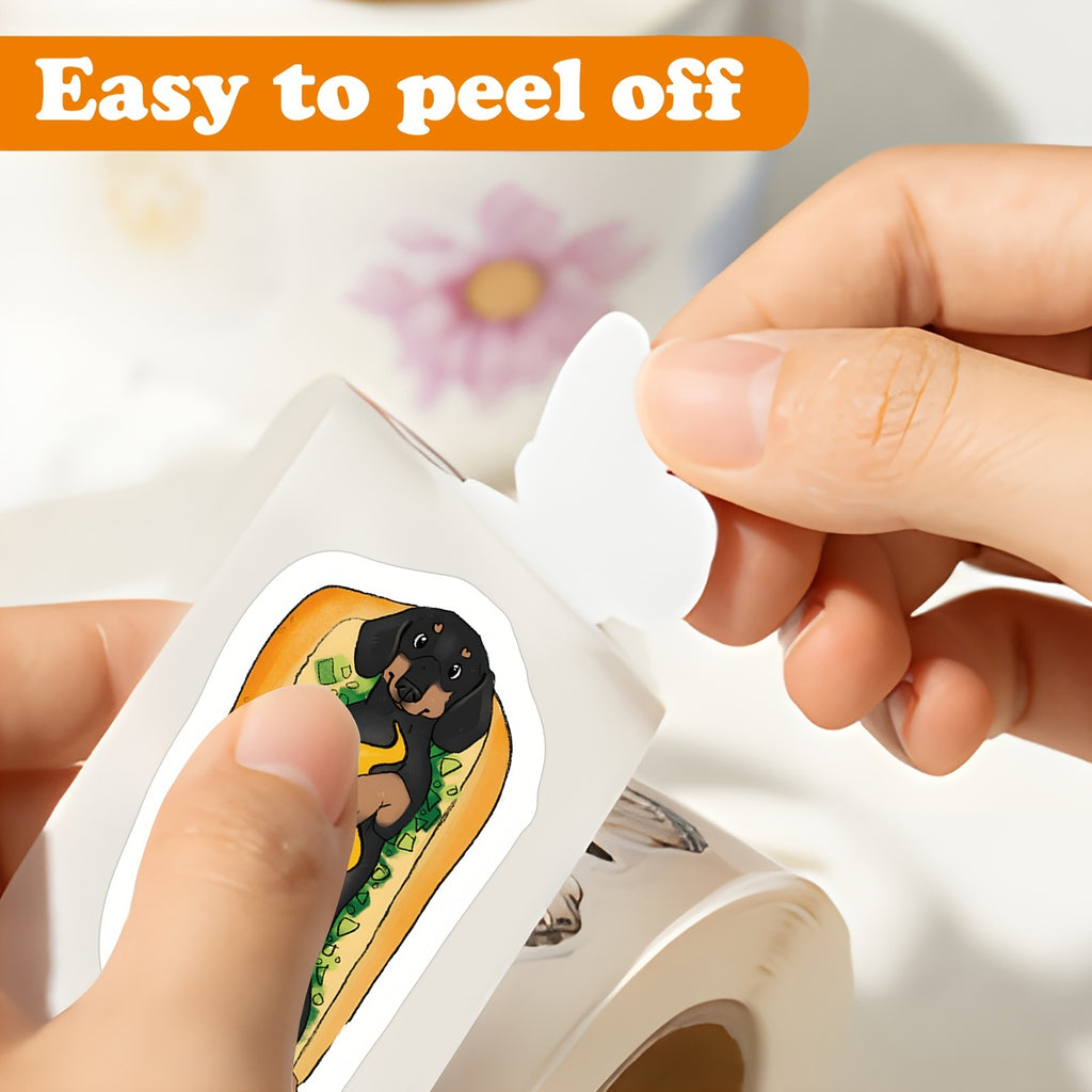 Dachshund Dog Sticker Roll – 500 Count Premium Vinyl Decals for Laptops, Water Bottles, and Gifting