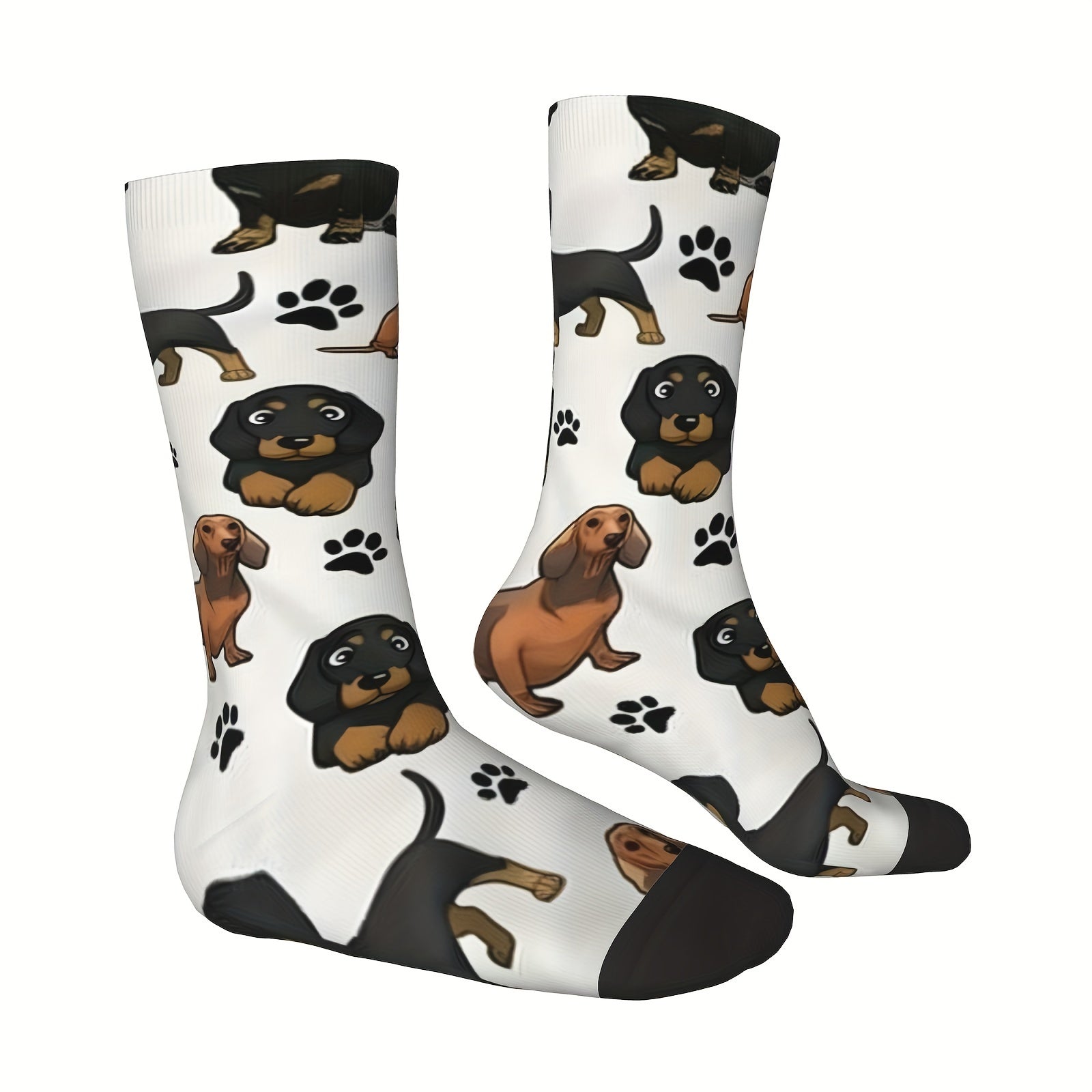 1 Pair Hip Hop Retro Dachshund Dog Cartoons Cute Crazy Men's Compression Socks Unisex Harajuku Pattern Printed Funny Novelty Happy Crew Sock Gift