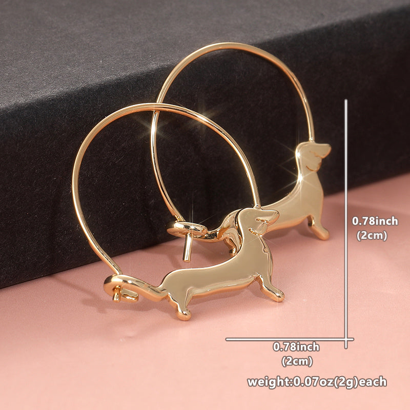 Charming Dachshund Hoop Earrings for Women - Golden-Toned Copper, Cute Animal Design, Ideal for Holiday Parties & Everyday Fashion