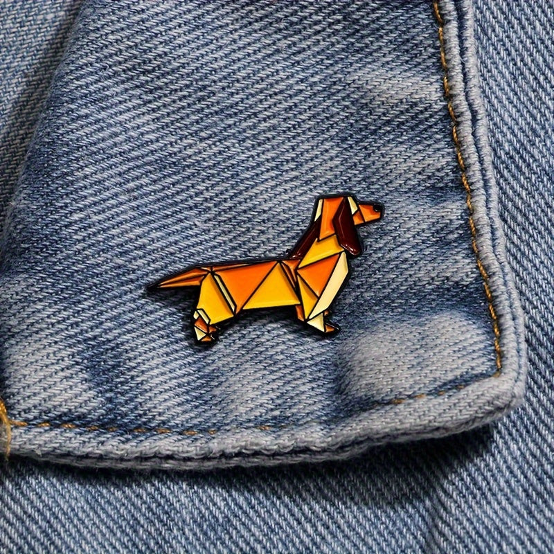 Geometric Dachshund Pin - Enamel Brooch for Everyday Wear on Bags, Hats, and Jackets - Suitable for Women and Men - DIY Accessory Gift
