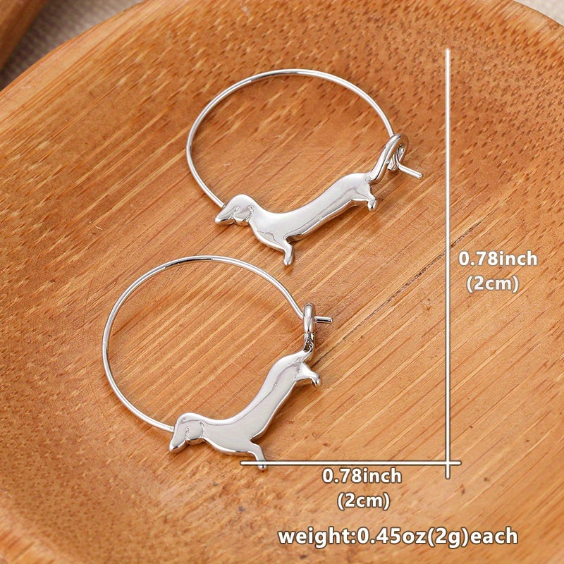 Charming Dachshund Hoop Earrings for Women - Golden-Toned Copper, Cute Animal Design, Ideal for Holiday Parties & Everyday Fashion