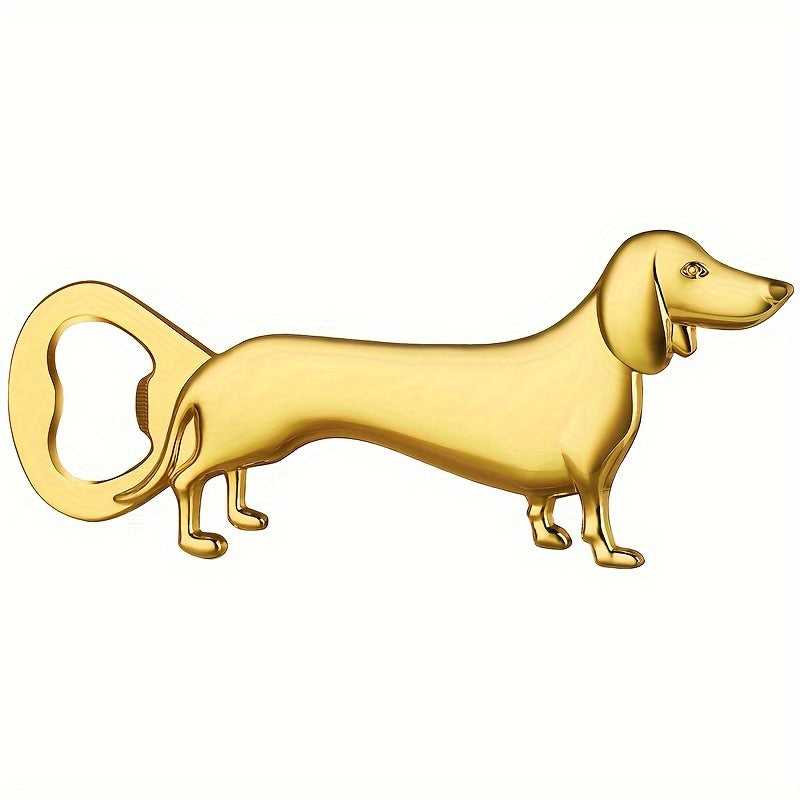Un abridor de botellas con forma de perro salchicha con forma de golden retriever, una herramienta para abrir botellas de cerveza en restaurantes y cocinas domésticas.