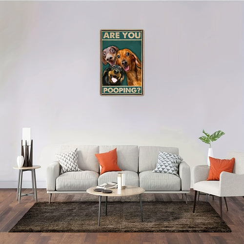 "Are You Pooping?" Dachshund Vintage Tin Sign – 8x12 Funny Metal Bathroom Wall Decor & Novelty Plaque