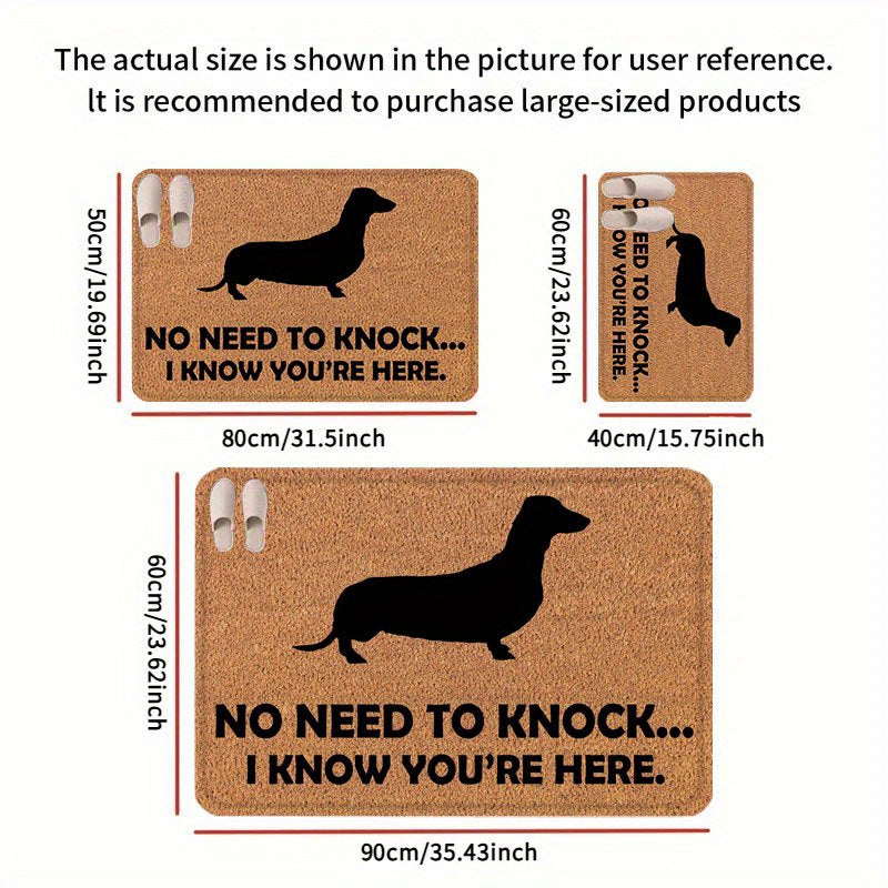 Dachshund Silhouette Flannel Doormat, Super Absorbent & Washable Anti-Slip, Indoor/Outdoor Use, Polyester, Machine Washable, Ideal for Bathroom Home Decor Camping, Playful Design, Durable Mat, 1pc