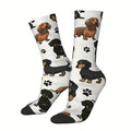 1 Pair Hip Hop Retro Dachshund Dog Cartoons Cute Crazy Men's Compression Socks Unisex Harajuku Pattern Printed Funny Novelty Happy Crew Sock Gift
