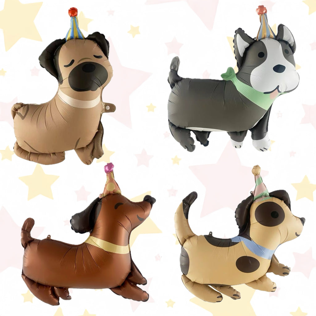 [Dog Birthday Party Balloons] Adorable Pet Birthday Party Balloons - Dachshund, Dalmatian, Husky & Bichon Designs with Stand-Up Feature - Perfect for Dog Lovers' Celebrations, Dog Birthday Party Supplies