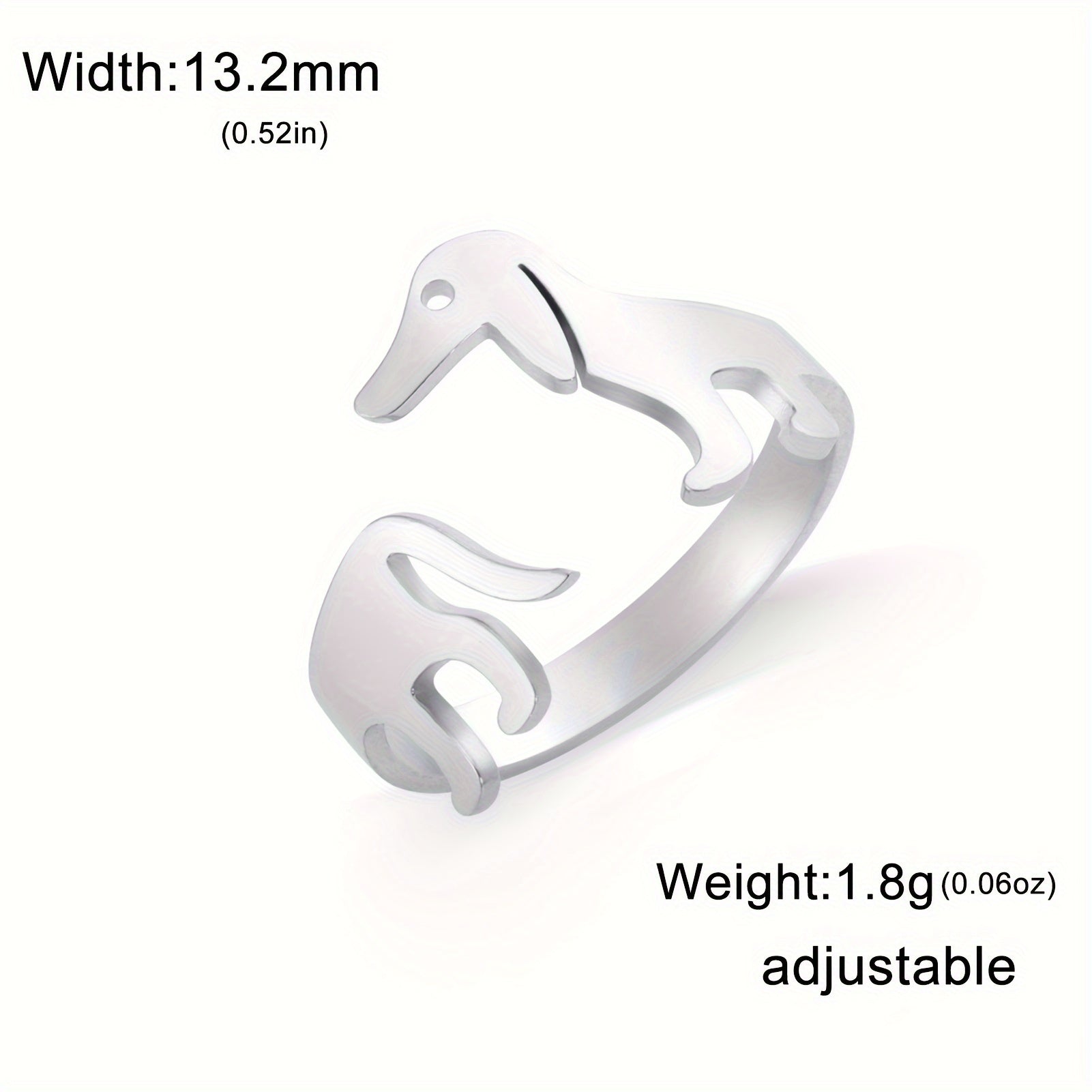 Dachshund Minimalist Open Ring – Adjustable 18K Gold Plated Stainless Steel Puppy Ring for Dog Lovers