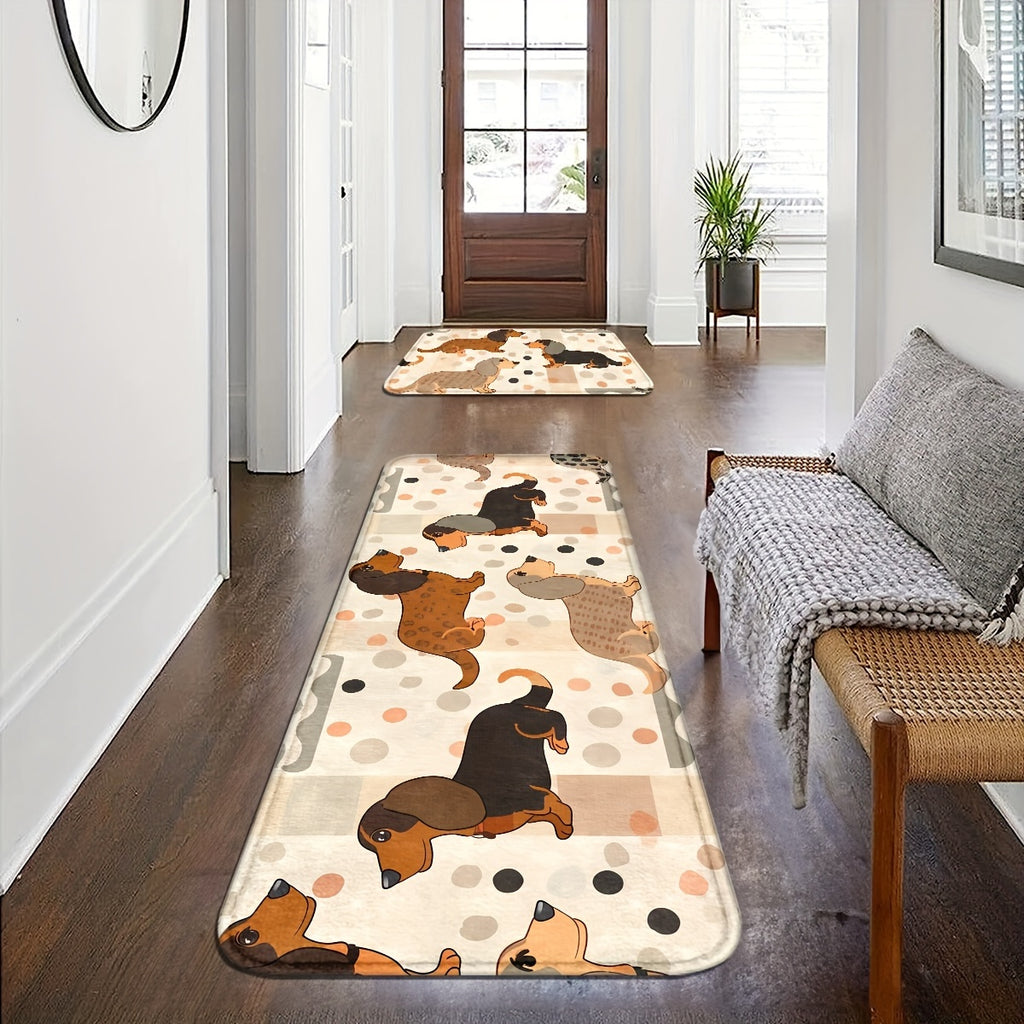 Adorable Dachshund Dog Door Mat - Non-Slip, Machine Washable Entrance Rug for Kitchen, Bathroom & Laundry Room