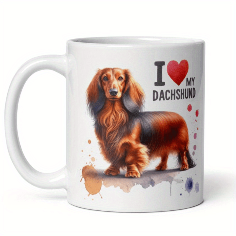 1pc Dachshund Ceramic Mug - Handmade, Reusable 11oz Coffee Cup, Lead-Free, Degradable, Ideal for Dog Lovers, Pet Owner Gift, Multipurpose for Christmas, Halloween, Hanukkah