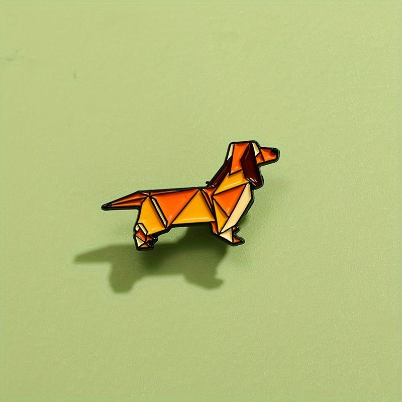 Geometric Dachshund Pin - Enamel Brooch for Everyday Wear on Bags, Hats, and Jackets - Suitable for Women and Men - DIY Accessory Gift