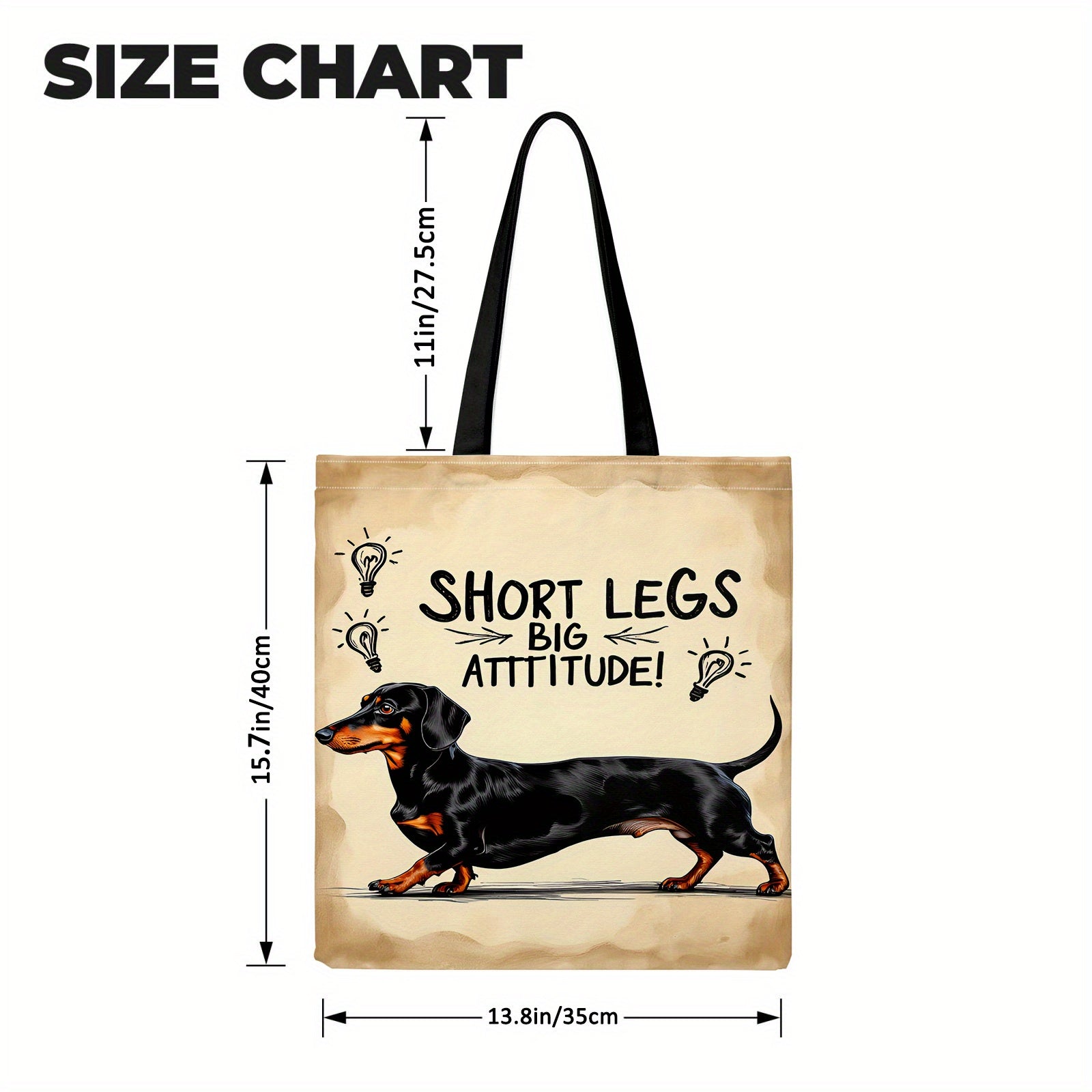 A Cute Dachshund Canvas Tote , Large Capacity And Reusable, Perfect for Women'S Casual Shopping. It Features a Fun Print Design Suitable for Everyday Shopping, Outdoor Activities, Family Parties, And More. The Soft Fabric Pro