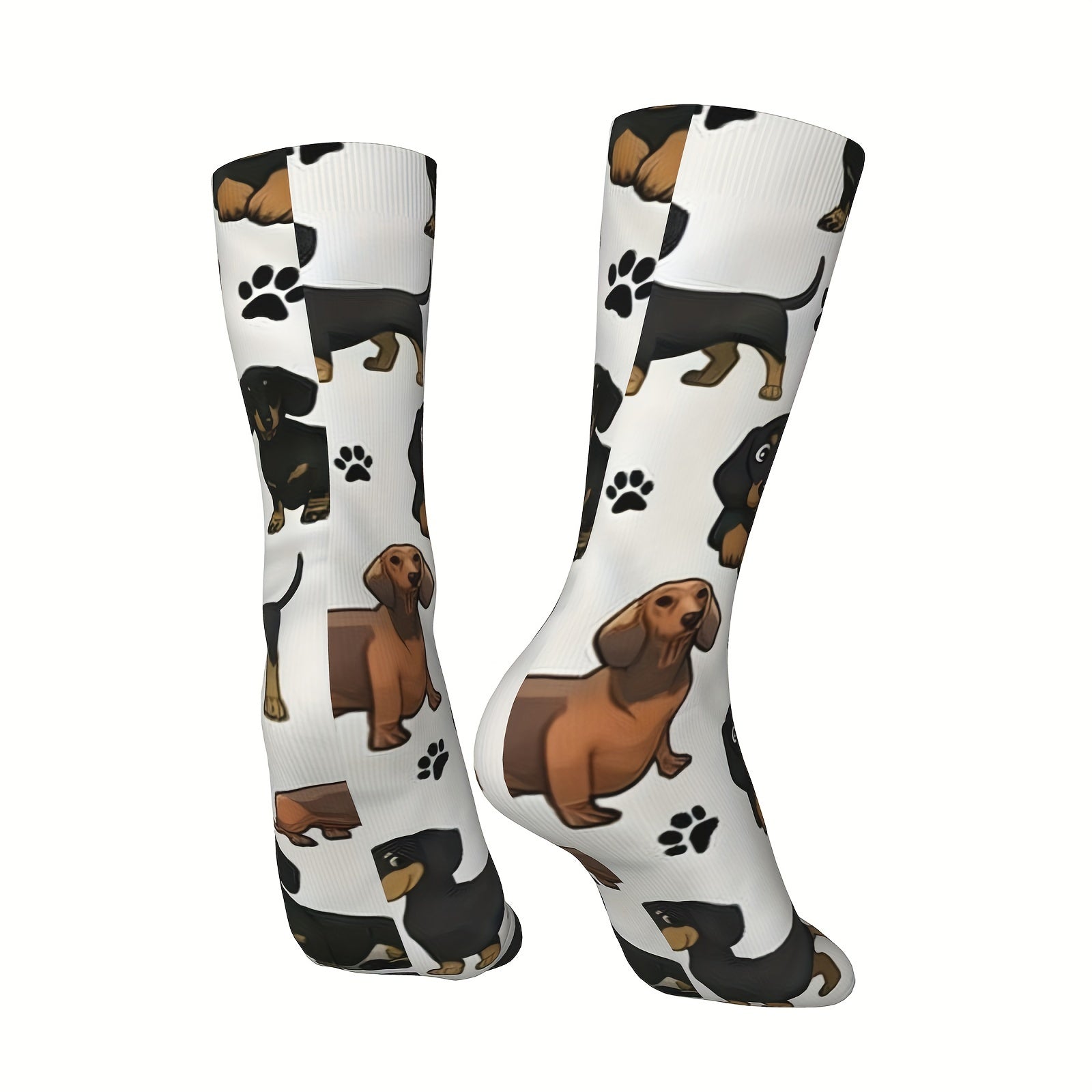 1 Pair Hip Hop Retro Dachshund Dog Cartoons Cute Crazy Men's Compression Socks Unisex Harajuku Pattern Printed Funny Novelty Happy Crew Sock Gift