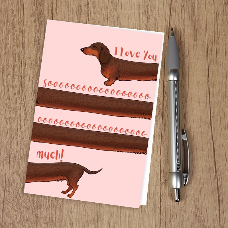 Dachshund-Themed Love Card with Envelope - Perfect for Valentine's Day & Anniversaries, Romantic Gesture for Spouse or Partner