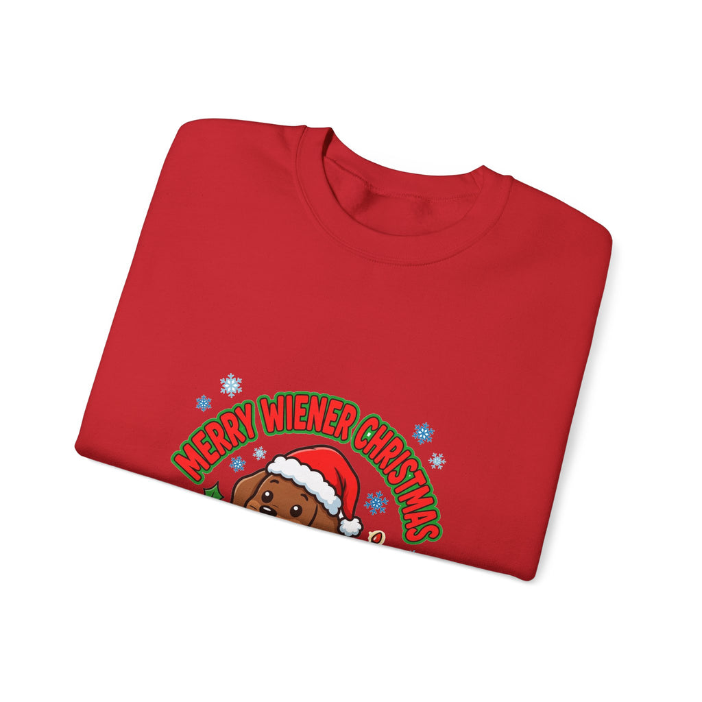 Merry Wiener Christmas Sweatshirt | Santa Dachshund Holiday Crewneck
