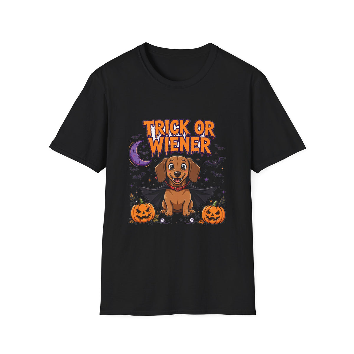Trick or Wiener T-Shirt | Vampire Dachshund Halloween Graphic Tee