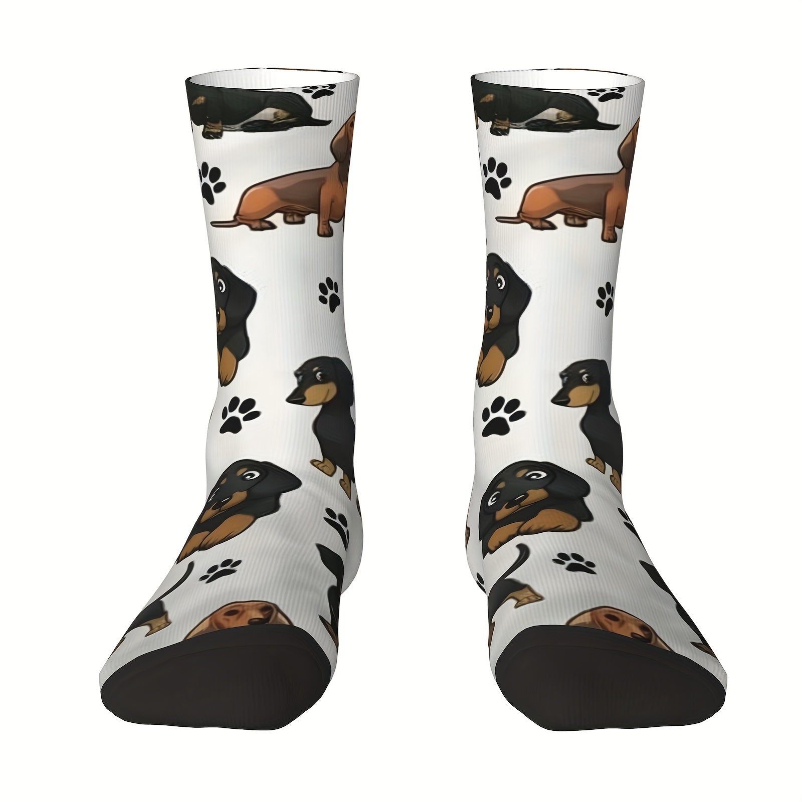 1 Pair Hip Hop Retro Dachshund Dog Cartoons Cute Crazy Men's Compression Socks Unisex Harajuku Pattern Printed Funny Novelty Happy Crew Sock Gift