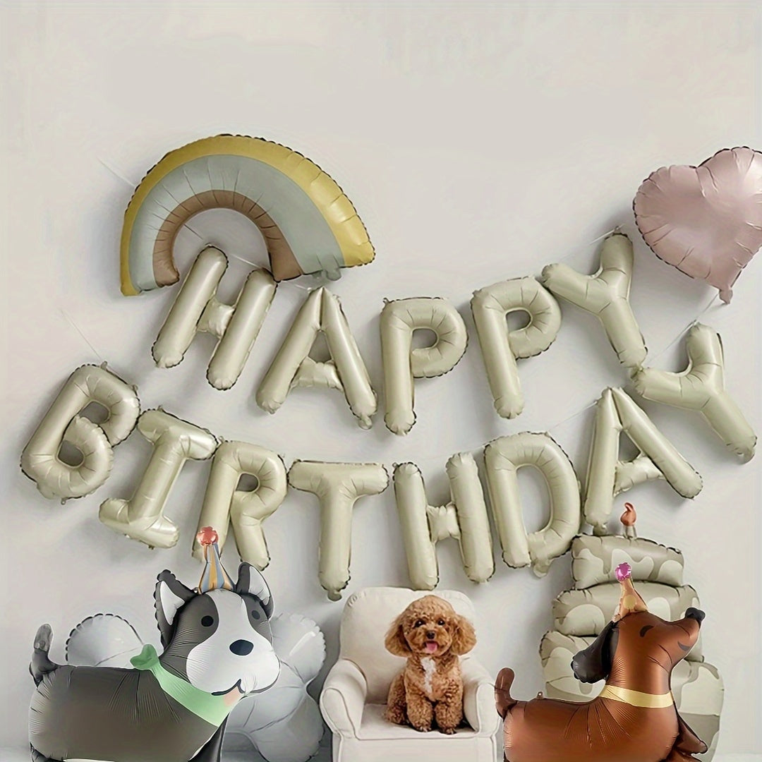 [Dog Birthday Party Balloons] Adorable Pet Birthday Party Balloons - Dachshund, Dalmatian, Husky & Bichon Designs with Stand-Up Feature - Perfect for Dog Lovers' Celebrations, Dog Birthday Party Supplies