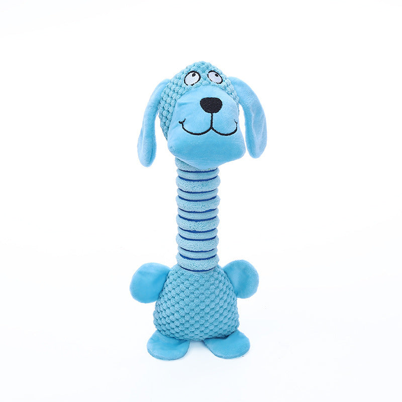 Bite-Resistant Squeaky Animal Dog Toy – Durable Ribbed Plush for Small & Medium Dogs