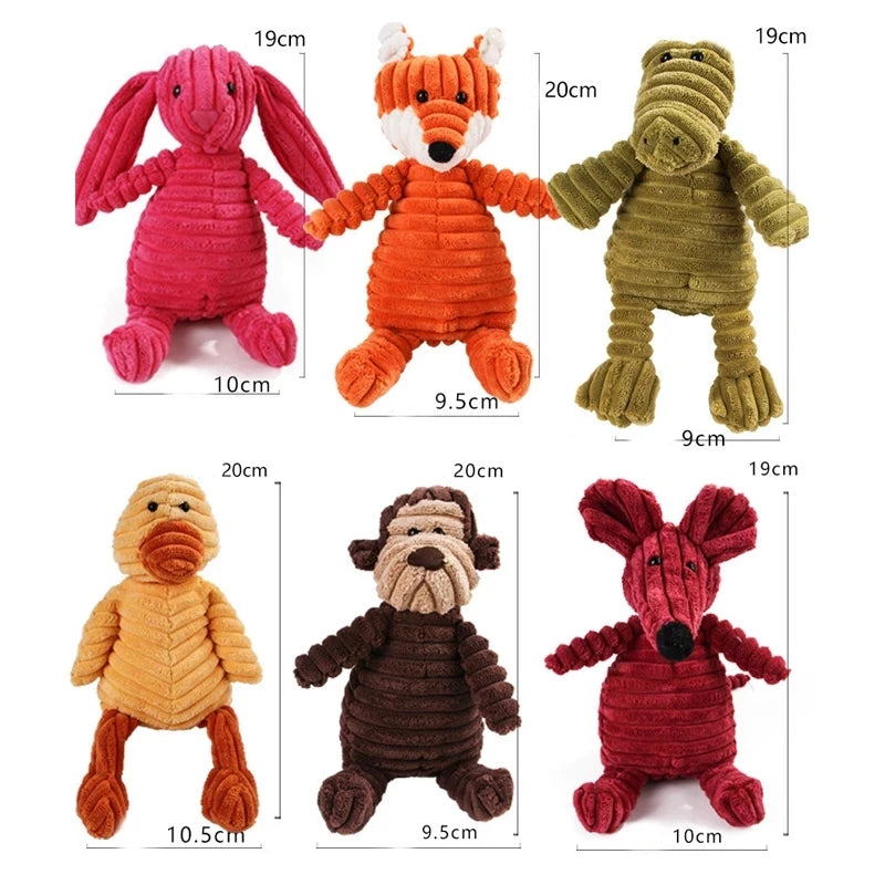 Classic Corduroy Critter Dog Toy – Durable Squeaky Plush for Small & Medium Dogs