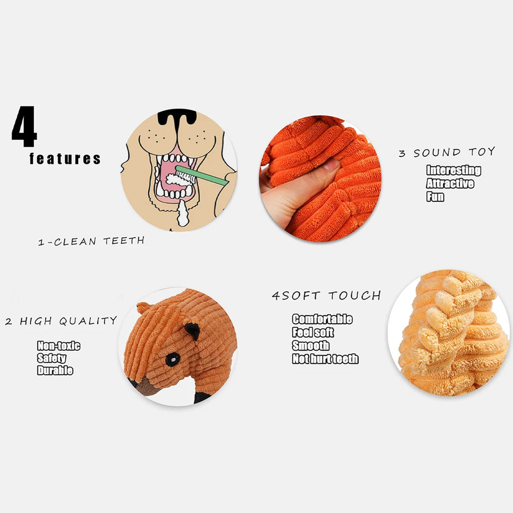 Classic Corduroy Critter Dog Toy – Durable Squeaky Plush for Small & Medium Dogs