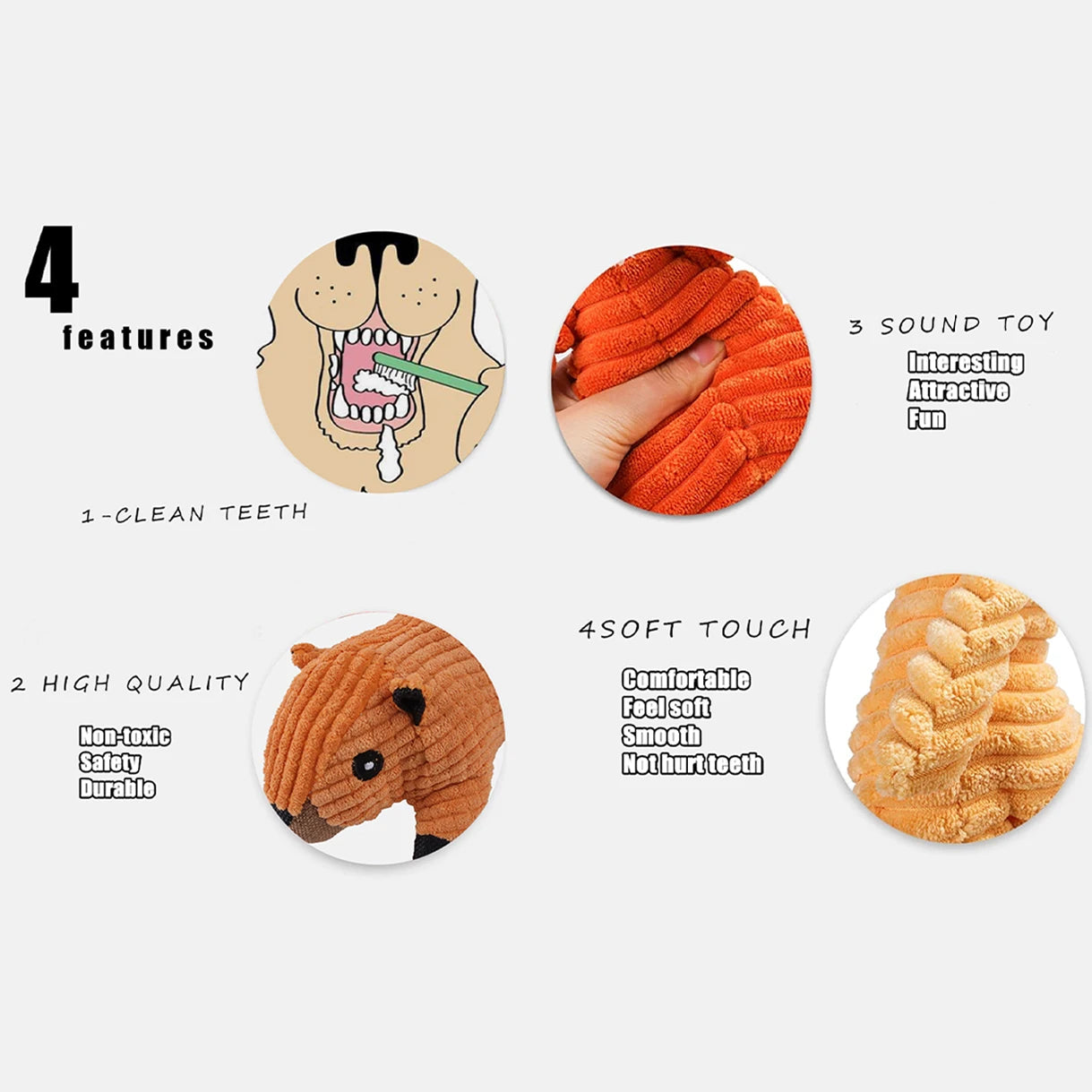 Classic Corduroy Critter Dog Toy – Durable Squeaky Plush for Small & Medium Dogs