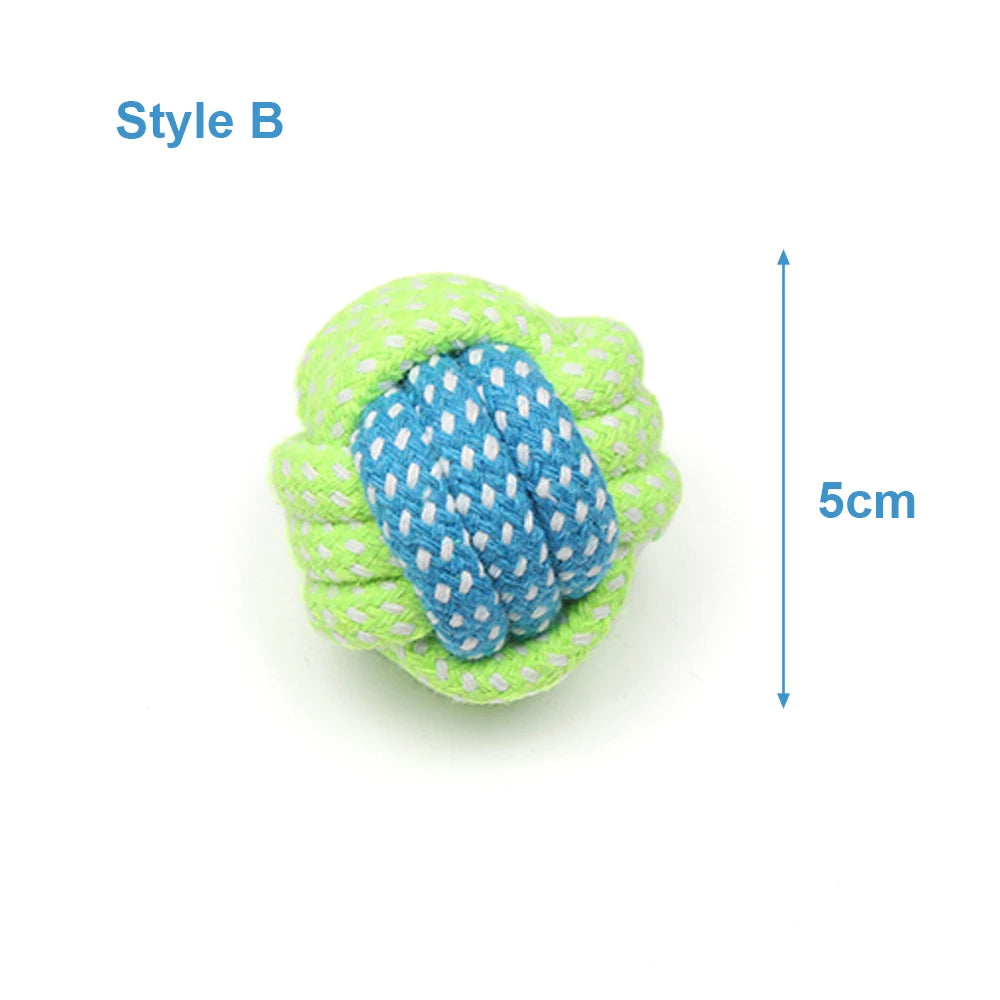 Pelota de cuerda de algodón duradera: juguete interactivo para tirar, buscar y limpiar los dientes, para todos los tamaños.