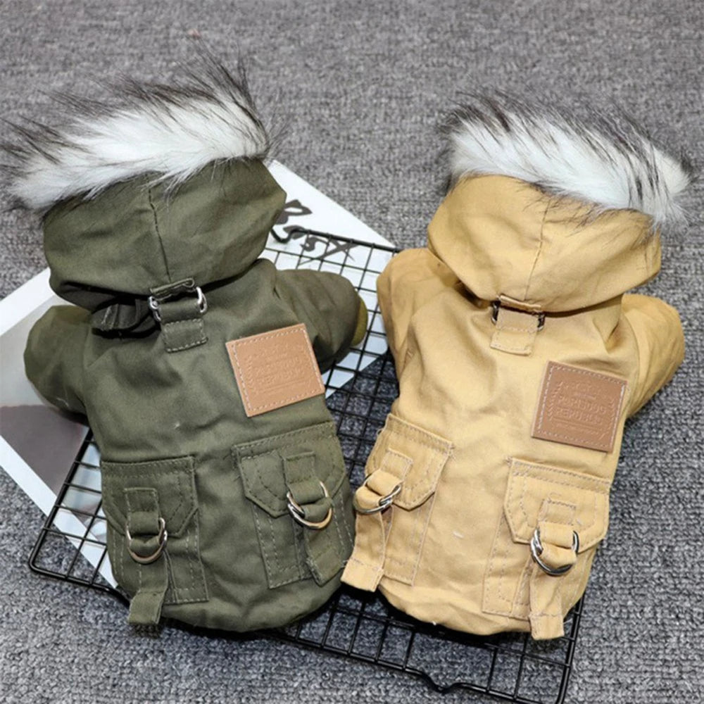 Sherpa-Lined Winter Dog Jacket – Windproof Quilted Puppy Hoodie