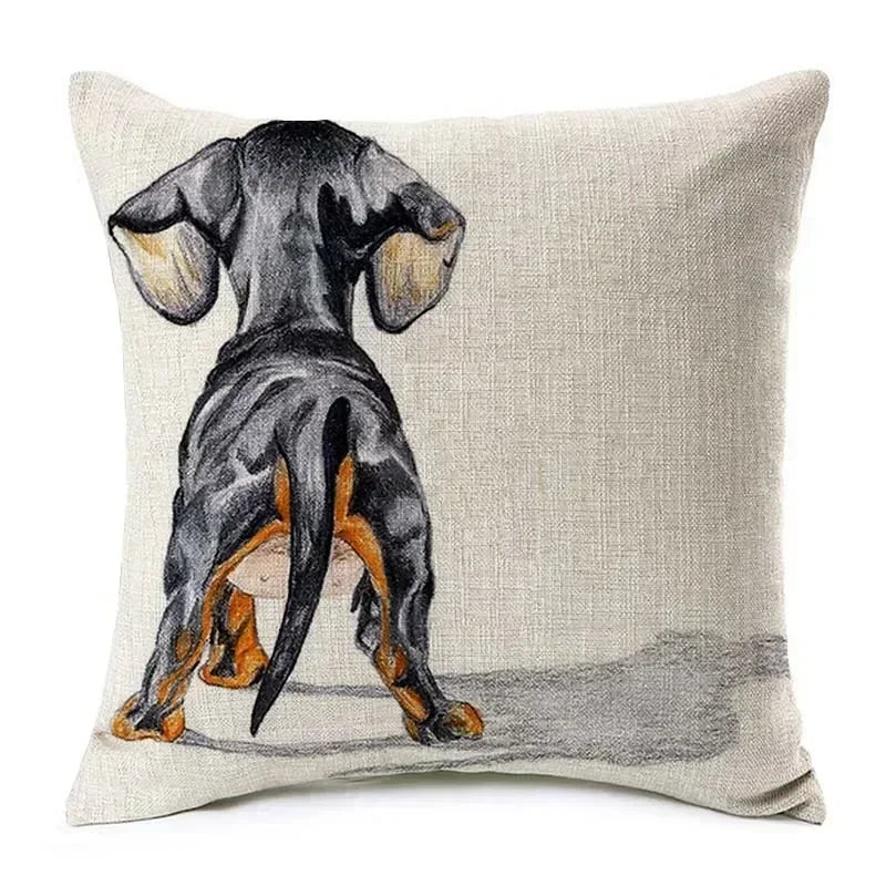 Hand Painting Dachshund Dog Posters Cushion Covers Sausage Pet Animals Pillowcase Decorative Pillows for Sofa