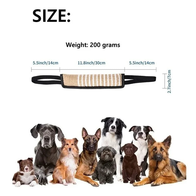 Heavy-Duty Jute Dog Tug Toy – Professional Bite Pillow with Dual Reinforced Handles for Training & Play