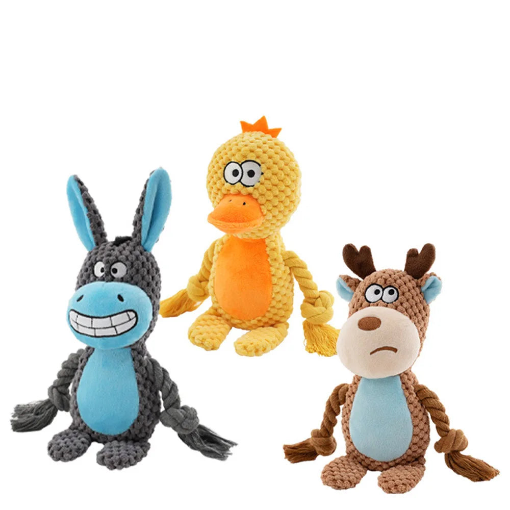 Animal Lover Squeaker Dog Toy – Interactive Rope & Crinkle Character