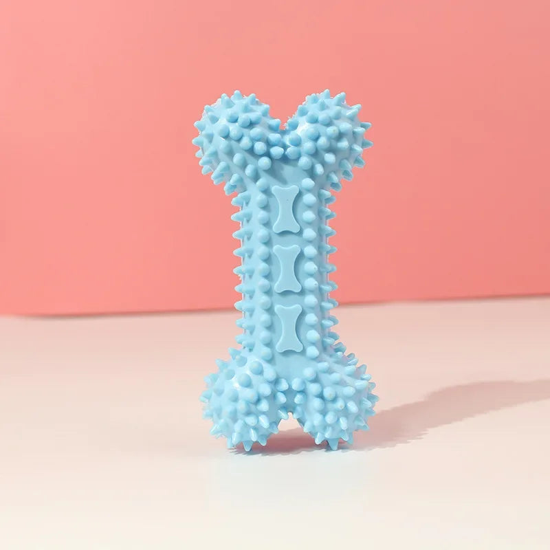 Durable Bone Teether & Dental Dog Toy – Bite-Resistant Soft Rubber Chew for Small Dogs