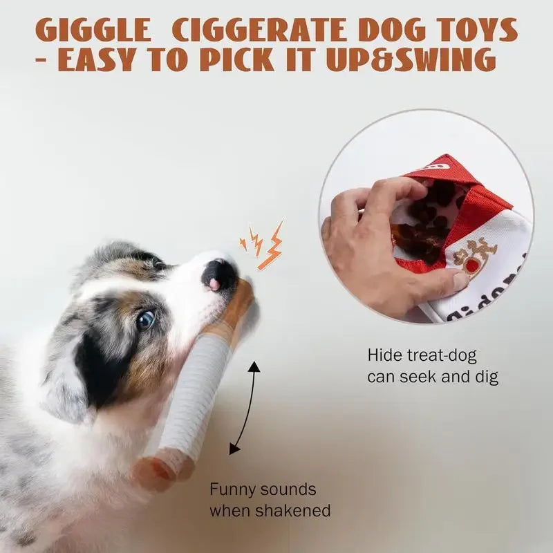 "The Bad Habit" Cigarette Plush Squeaker Set – Interactive Funny Dog Toy