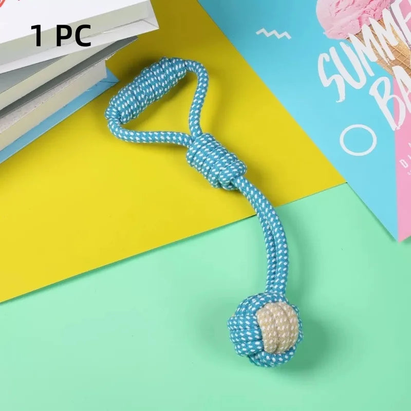 Durable Cotton Rope Ball Toy – Interactive Tug, Fetch & Teeth Cleaning Chew for All Dogs