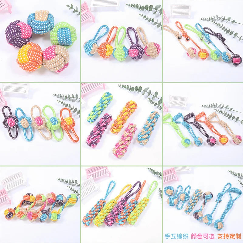 Juguete de cuerda de algodón para perros con forma de tira y afloja: mordedor dental interactivo para todos los tamaños