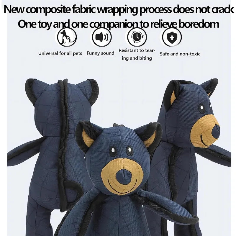 Heavy-Duty Oxford Squeaker Teddy – Rugged Armor-Stitched Toy for Aggressive Chewers